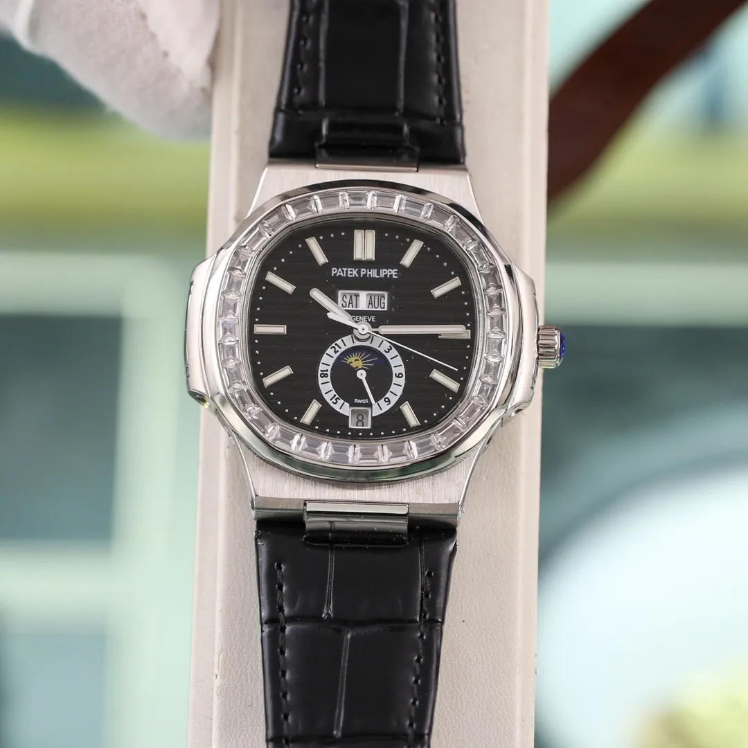 【High-end replica】💰1720! Patek Philippe-Nautilus Series: Sports Series 5726/1A-1 Men's Watch Size: Diameter: 40.5 mm Thickness: 12 mm Strap: First-grain cowhide, original buckle 316L stainless steel bracelet.          Movement: Fully automatic imported Citizen 8215 mechanical movement!